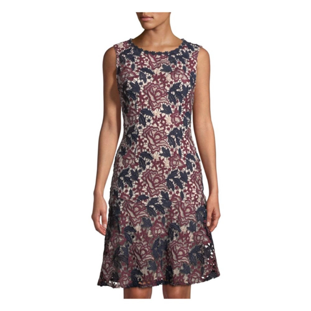 Karl Lagerfeld Sleeveless Flare-Hem Lace Dress